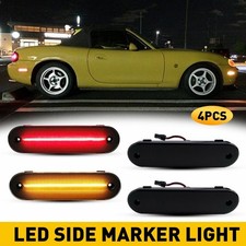 4x Upgrade LED Fender Side Marker Light Smoked Amber Red For Mazda Miata MX5 GUS