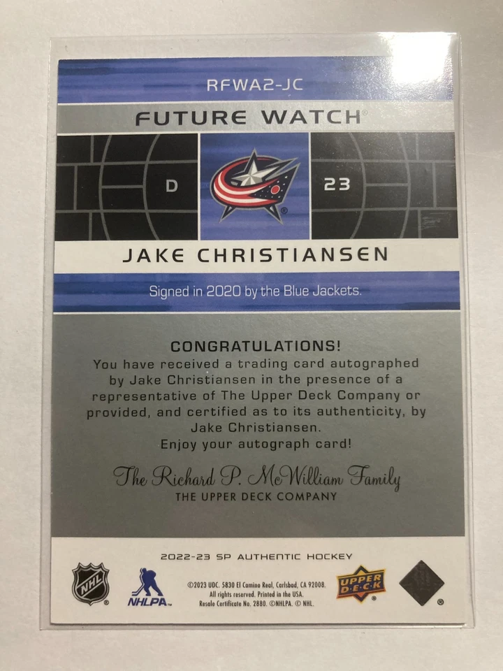 2022-23 SP Authentic '02-03 Retro FW Auto #RFWA2-JC Jake Christiansen RC 181/399 - Image 2 of 2