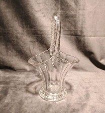 Vintage Duncan Miller 9.5" Clear Glass Decorative Bride's Basket Braided Handle