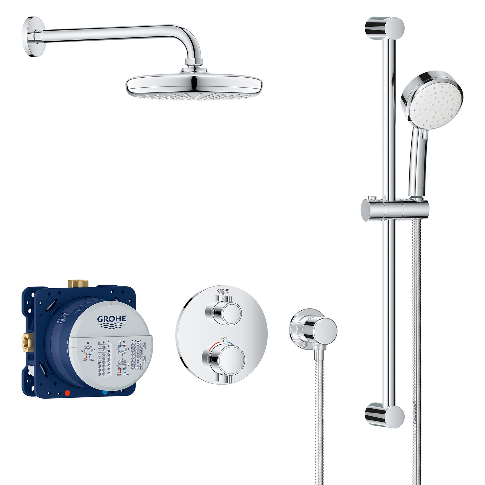 Grohe 34 745 Grohtherm Thermostatic Shower System - Chrome