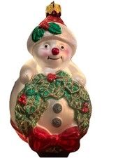 Old World Christmas OWC Holiday Glass Ornament THE GLASS SNOWMAN-GLITTER 4.75 In