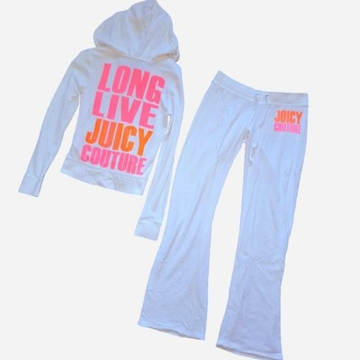 Rare White Matching Vintage Juicy Couture Tracksuit Set 2000s Y2k Size S