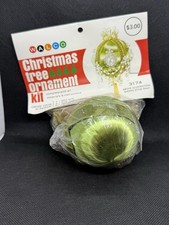 Walco PEARL DRAPED DANDY Moss Green Satin Vtg Sequin Bead Christmas Ornament Kit
