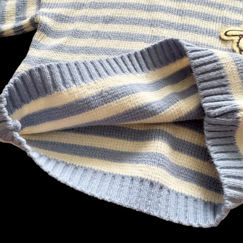 Vintage Disney Winnie the Pooh Sweater Youth Medium 5/6 Striped Knit Hearts 90s - Picture 3 of 14