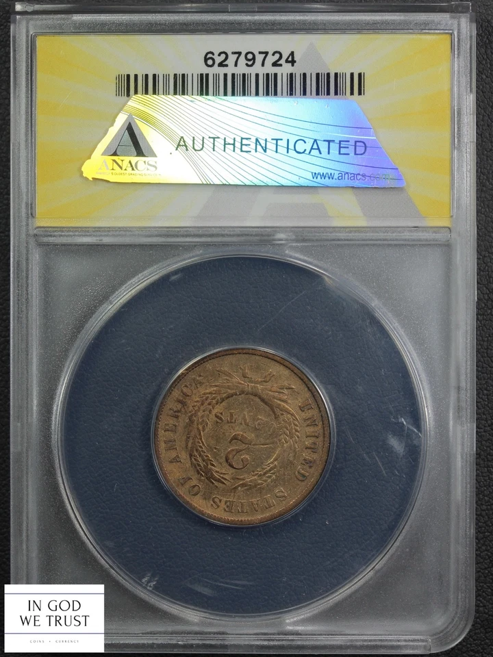 1867 Copper Two Cent Piece 2C ANACS VG 8 Detail Polished *WEBSITE LAUNCH AUCTION - Image 2 of 4