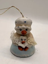 Caring Critter Chimer Bisque Porcelain Duck & Baby Christmas Ornament Vintage