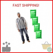 ZENO Disposable Rain Ponchos for Adults - Clear Ponchos with Sleeves Hood, Com