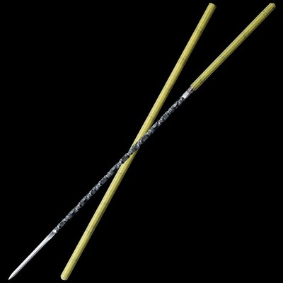 Reversible Chinese Bamboo Joint Mace Spear Manganese Steel Blade Ornament