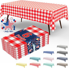 6 Packs Buffalo Disposable Table Cloth, 54 X 108 Inch Waterproof Plastic Tablecl