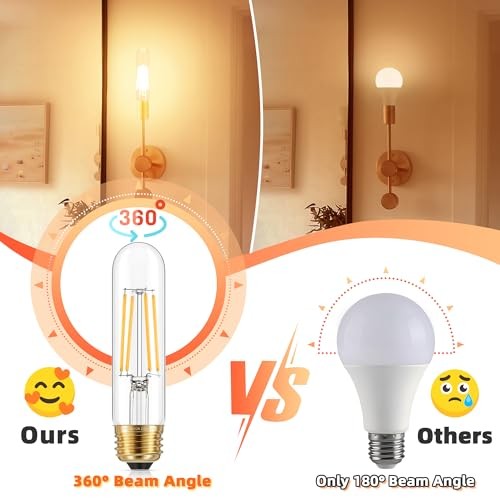 Dimmable E26 LED Bulb 60W Equivalent, Warm White 2700K Clear Edison T10 - Bild 6 von 7