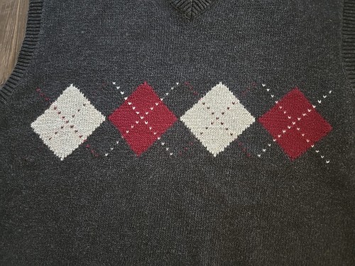 EDDIE BAUER Sweater Vest Mens XL Argyle Pullover V-Neck Gray Vintage Preppy - Picture 5 of 7