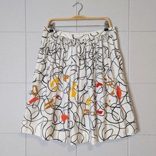 Anthropologie Maeve Shape Swirl Embroidered Cotton Poplin Circle Skirt Sz 10