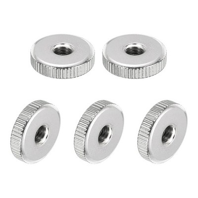 Knurled Thumb Nut, M6 Female Thread Thin Type, Nickel-Plated Carbon Steel, 10Pcs