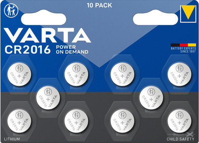 VARTA Power on Demand CR2016 Lithium Knopfzellen 3V, 10er Pack - smart