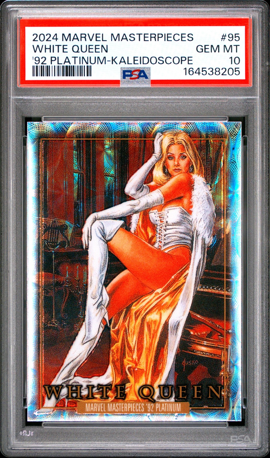 2024 Upper Deck Marvel Masterpieces '92 Platinum Kaleidoscope White Queen PSA 10 view 1