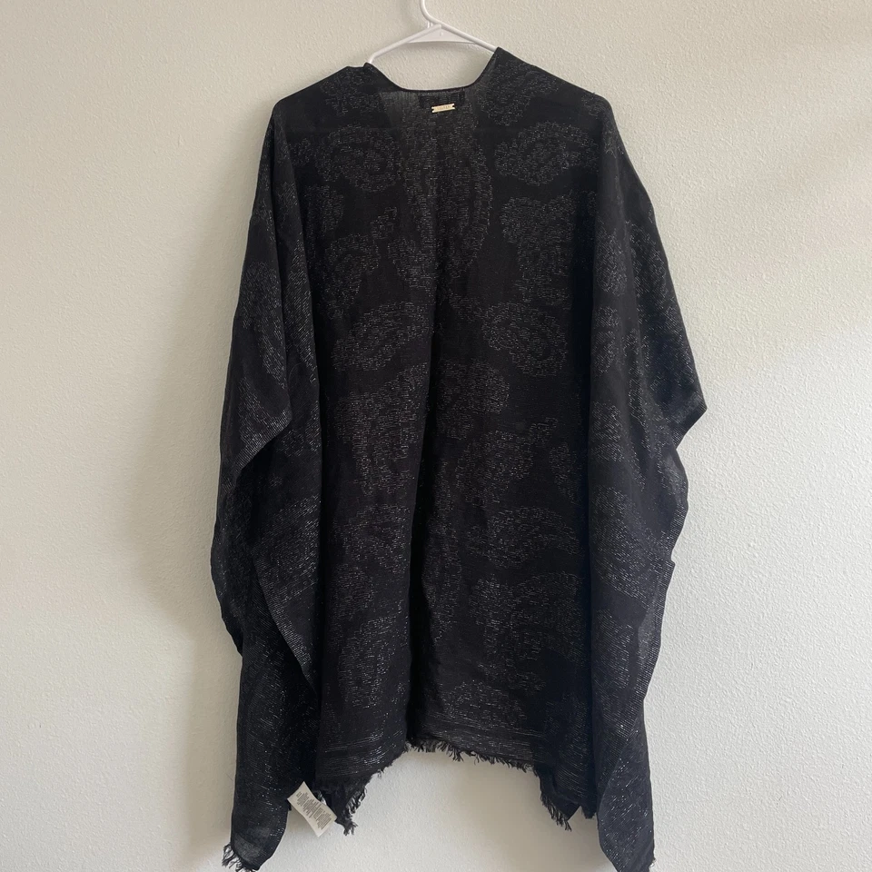 Xale Ralph Lauren algodão metálico preto oversized clássico casual academia - Imagem 2 de 4