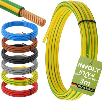 INVOLT H07V-K 10mm² grüngelb Aderleitung, Verdrahtungsleitung, Meterware
