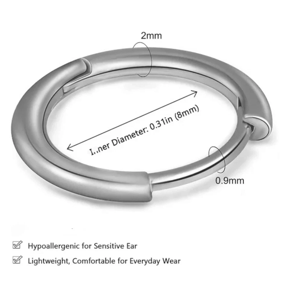 Pendientes de aro Huggie de acero inoxidable unisex joyería de moda para mujer, hombre Foto 3 de 4