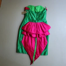 Vintage Victor Costa Party Cocktail Mini Dress Strapless Bow 1980s Silk 4 Small