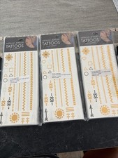 Metallic Silver/Gold Flash Jewelry Temporary Tattoos, 6 Pack, Boho Style