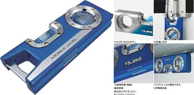 Tajima Mobile Wasserwaage mit Magnet Blau (120x45x18mm) ML-120B MADE IN JAPAN