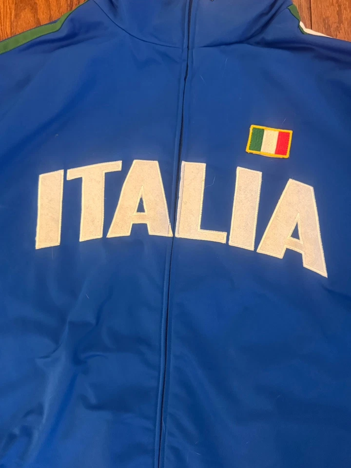 Futbol Italia Track Jacket Zip Up Blue Tricolor Stripes Logo Men’s Sz XXL Soccer - Image 2 of 4
