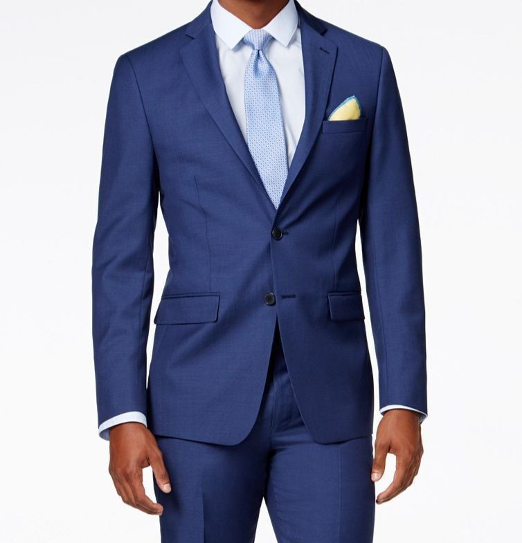 Calvin Klein Mens Solid Infinite Stretch Suit Jacket Blue 36R 13790₽