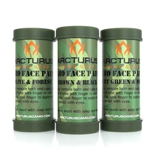 Arcturus Camo Face Paint Sticks - 6 Camouflage Colors in 3 Double-Sided Tube...