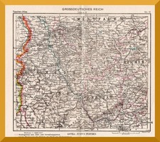Großdeutsches Reich +Landkarte von 1944+ Westfalen, Rheinland, Nassau, Eiffel