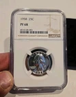 1958 Washington Quarter 25c 25 Cents Coin NGC PF 68 Proof Silver Gem Case