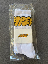BAYC APEFEST Men s White Crew Socks Yellow Graphic, One Size