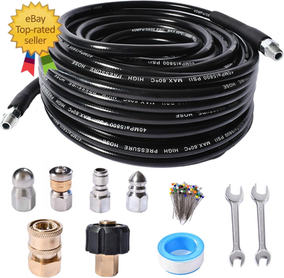 #ad Sewer Jetter Kit for Pressure Washer 5800 PSI Drain Cleaner Hose 1 4 Female Npt $35.04