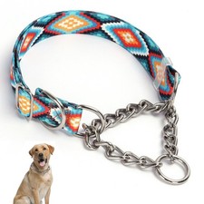Stainless Steel Chain Martingale Collar for Dogs, No Pull Slip Cinch Choker C...