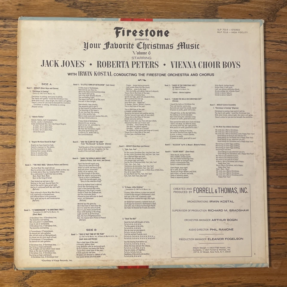 Firestone Presents Your Favorite Christmas Music Volume 6 пластинок стерео праздничное состояние очень хорошее+ - Изображение 4 из 4