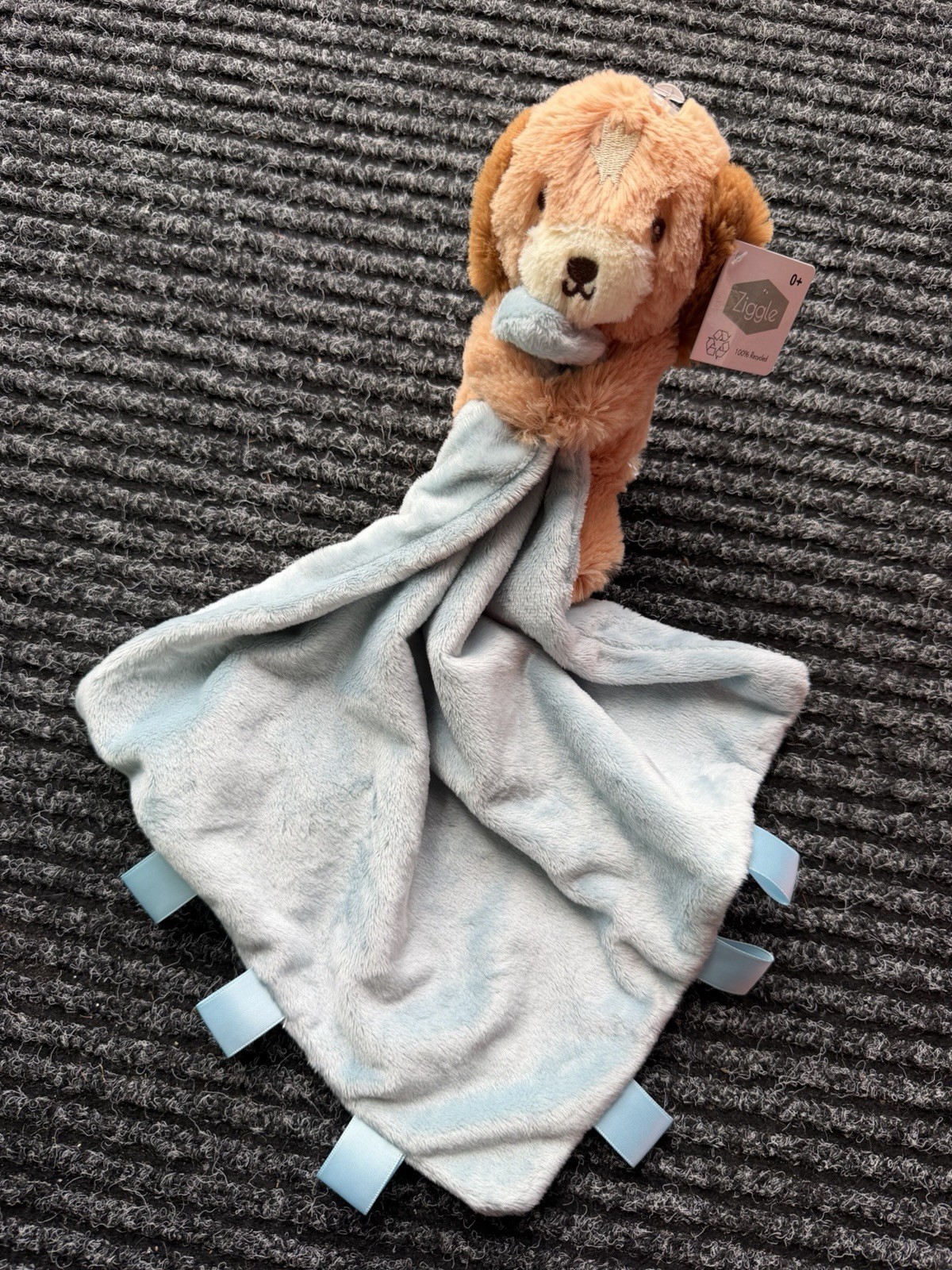 BNWT ZIGGLE cockerpoo DOG  BLUE BEIGE VELOUR PLUSH COMFORTER BLANKIE SOOTHER