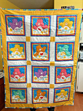 Handmade Care Bears Baby Quilt Snowflakes Unused 33" x 43"