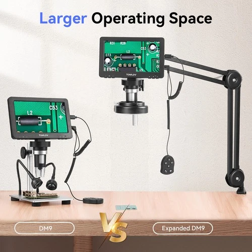 TOMLOV DM9 7" LCD Microscopio Digitale 1200X + AM01 Supporto Microscopio Braccio Flessibile - Foto 3 di 21