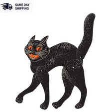 Double-Sided Vintage Halloween Cat Cut-Out Decoration, 20.5