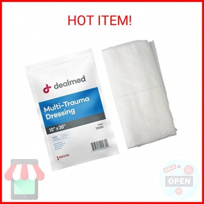 Dealmed 10'' x 30'' Multi-Trauma Dressing   Sterile Emergency Oversized Pad, Super