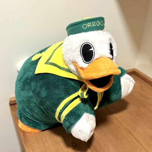 Oregon DUCKS Pillow Pet Plush Vtg 12" x 20" University College NCAA EUC - Picture 3 of 11