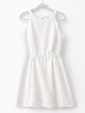 Lauren James White Textured Fit Flare Dress Large Sleeveless Lined USA made