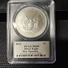 2012 $1 American Silver Eagle PCGS MS69 Edmund C. Moy Signature
