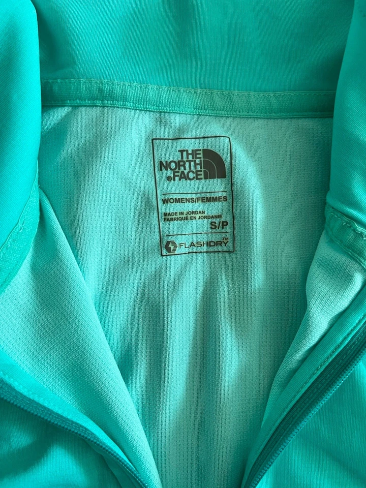 Pullover The North Face polar para mujer pequeño verde azulado cuarto cremallera informal al aire libre Foto 4 de 4