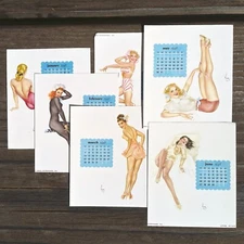 12 Different VARGA PINUP GIRLS Mini Calendar Sheets 1948 Desk Top CALENDAR PAD