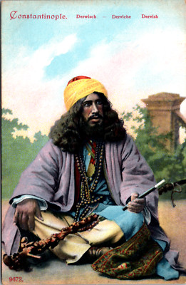 Dervish Sitting Down Istanbul Turkey Vintage Postcard
