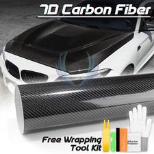Premium 7D Carbon Fiber Black High Gloss Vinyl Wrap Bubble Free Air Release