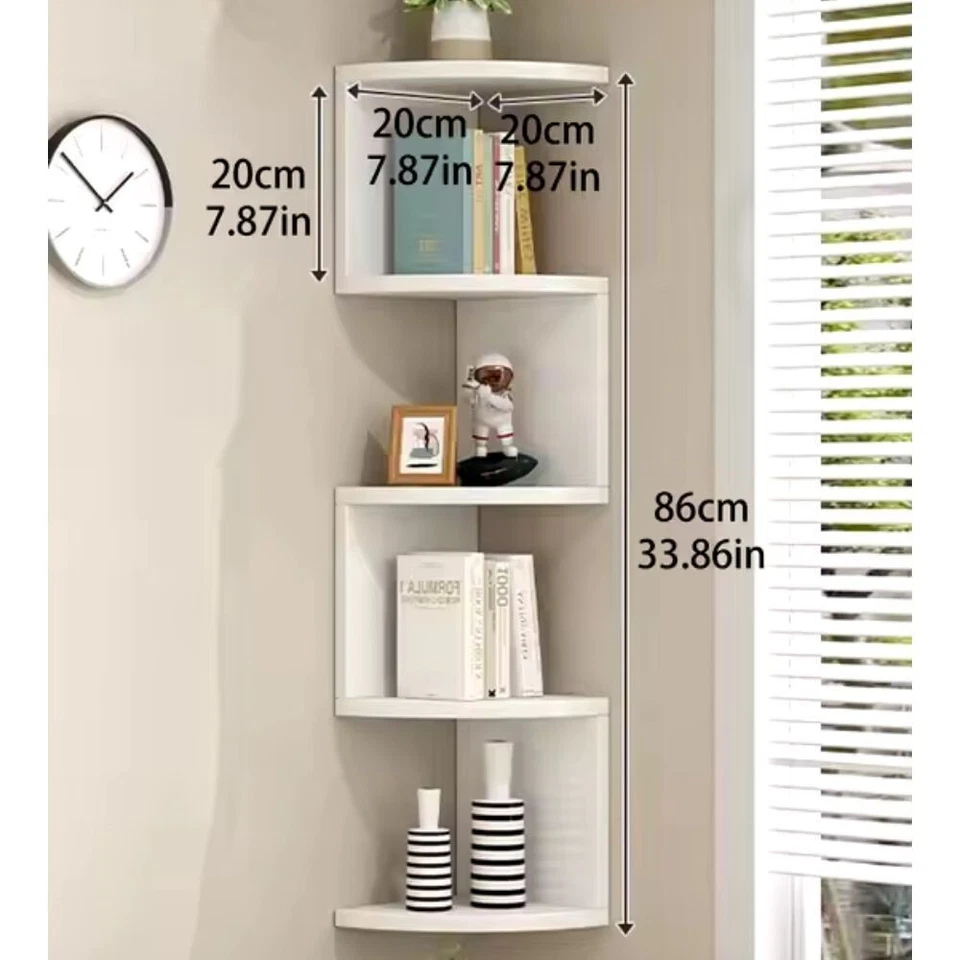 Libreria Scaffale Mensole Parete Angolare Moderna 5 Ripiani ad Angolo Bianco - Immagine 4 di 4