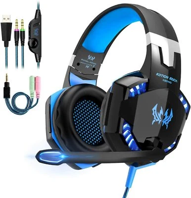 Micro Casque Gaming PS4 PC Ultra-Léger Lumière Stéréo Bass Anti-Bruit 3.5mm LED