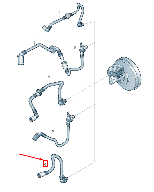 Nouveau tuyau à vide de surpresseur de frein SKODA RAPID NH 6R1612041C ORIGINAL