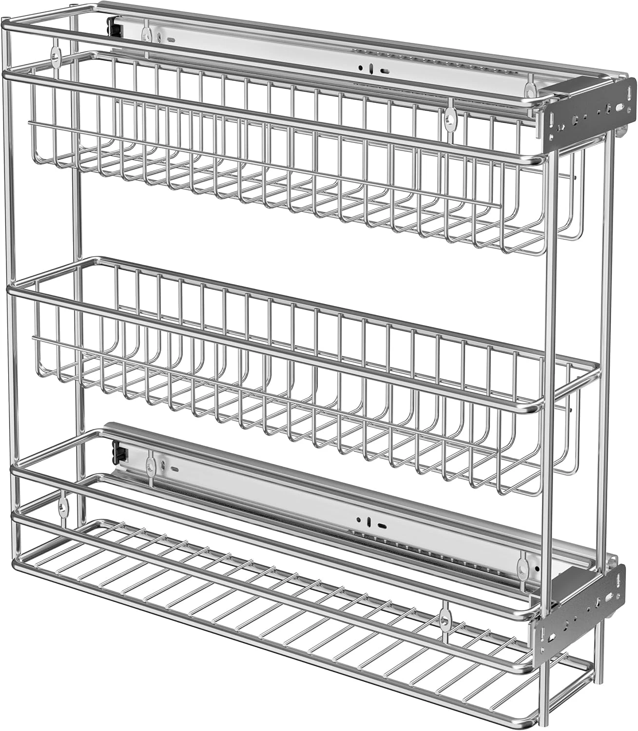 Narrow Pull Out Spice Rack Organizer - 3-Tier Slide Out Cabinet Storage
